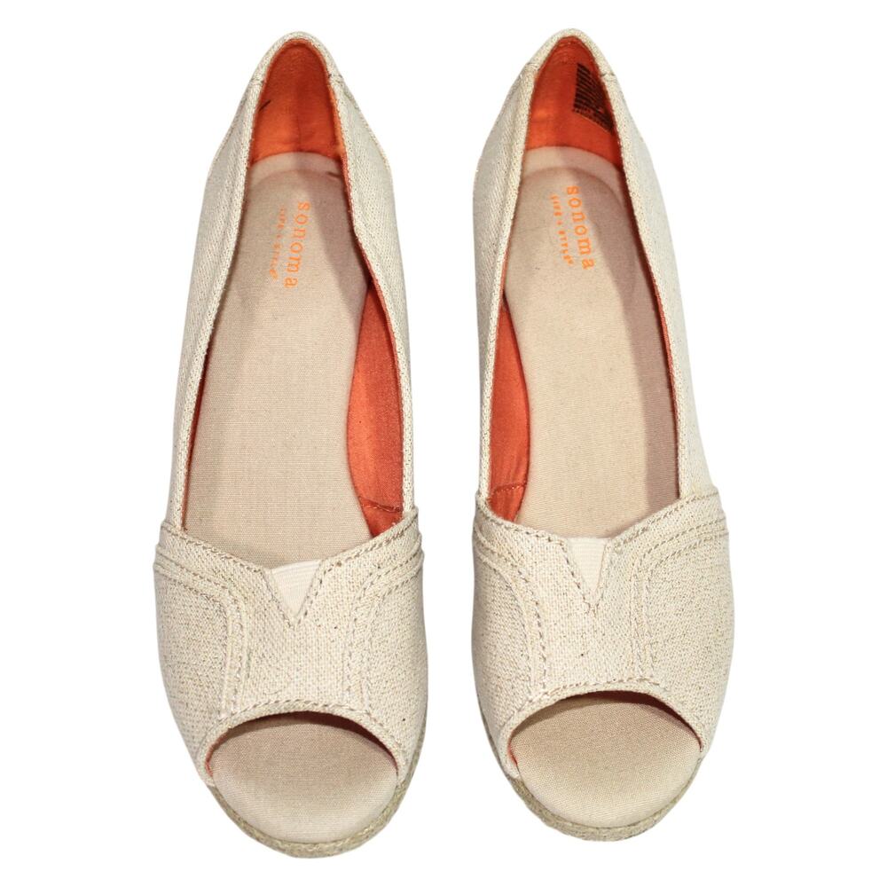 Sonoma Beige Wedge Sandals Size 8.5